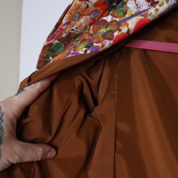 ETCETERA Floral Print Belted Trench Coat Cotton Blend Colorful Summer Women's 6 - Picture 9 of 12